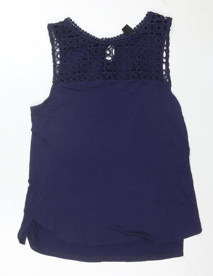 H&M Women's Blue Crochet Trim Sleeveless Camisole Top Size S