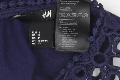 H&M Women's Blue Crochet Trim Sleeveless Camisole Top Size S