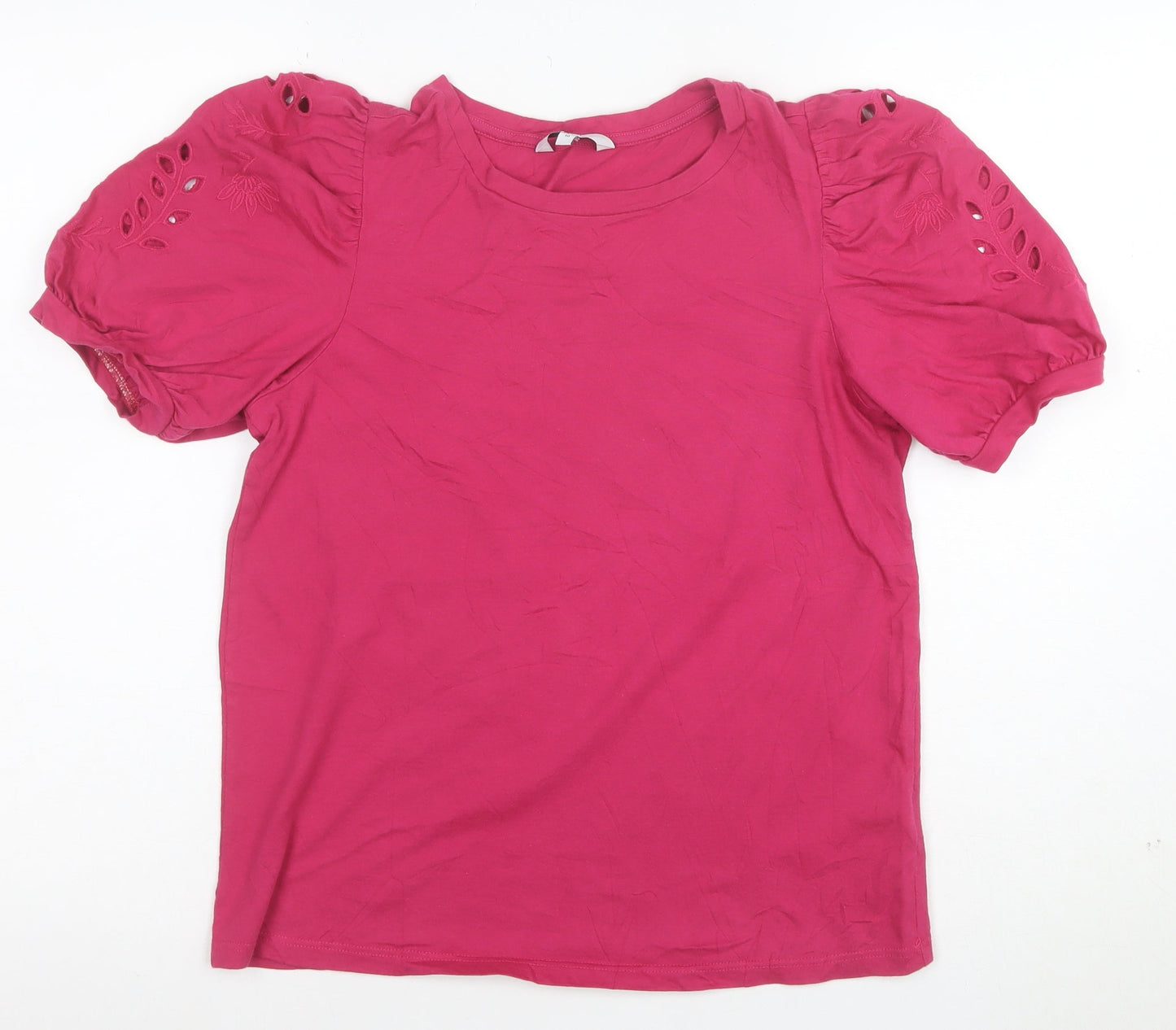 Next Women Pink Cotton Puff Sleeve T-Shirt Size 10