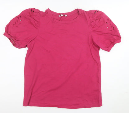 Next Women Pink Cotton Puff Sleeve T-Shirt Size 10