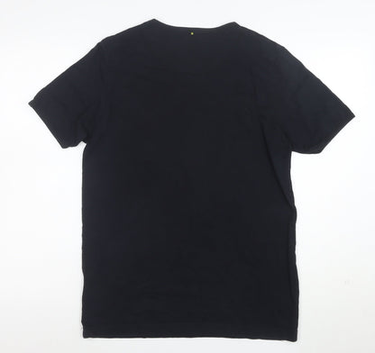 Pretty Green Men's Black Cotton Graphic Print T-Shirt M