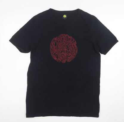 Pretty Green Men's Black Cotton Graphic Print T-Shirt M