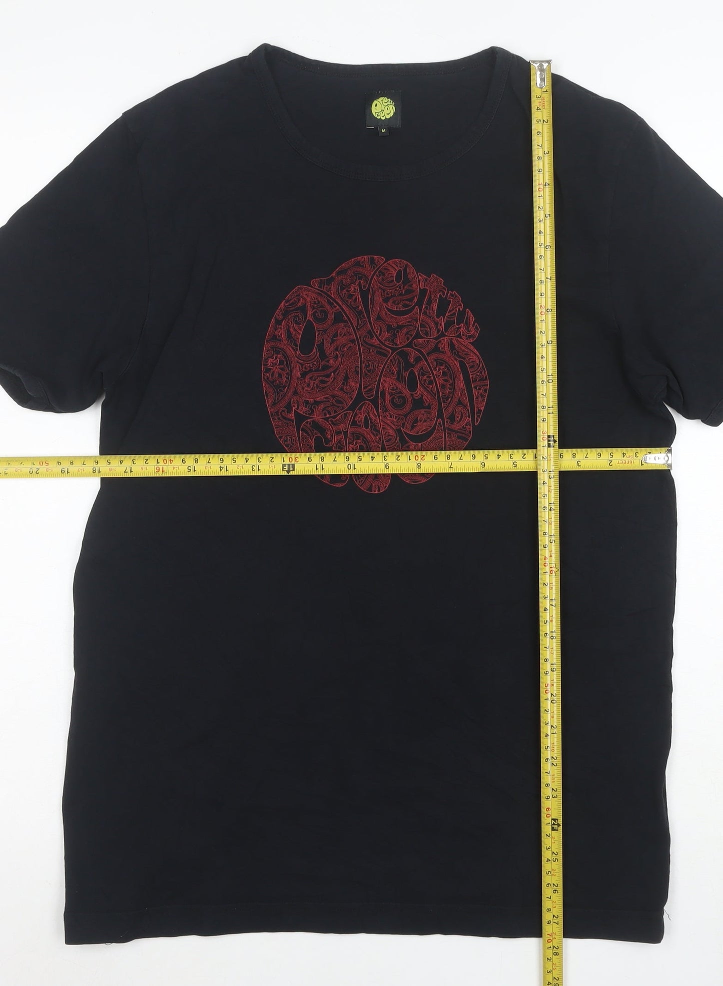 Pretty Green Men's Black Cotton Graphic Print T-Shirt M
