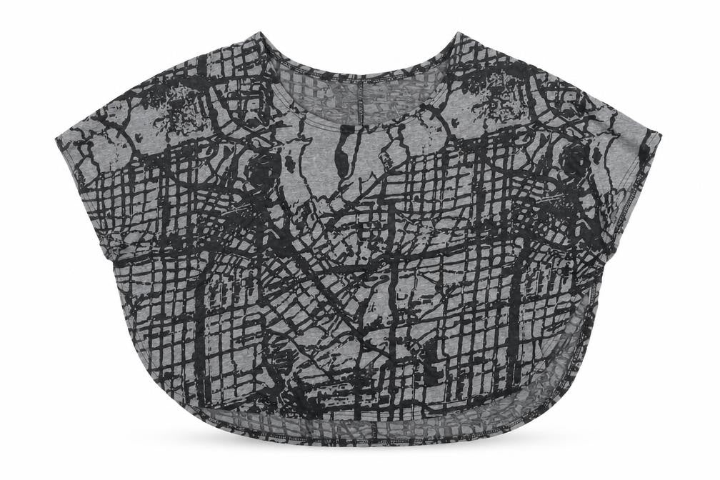 Izabel London Women’s Grey Abstract Short Sleeve Relaxed Fit T-Shirt Size 12