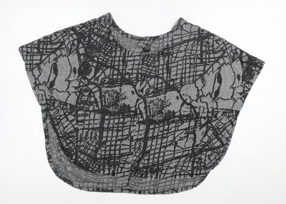 Izabel London Women’s Grey Abstract Short Sleeve Relaxed Fit T-Shirt Size 12
