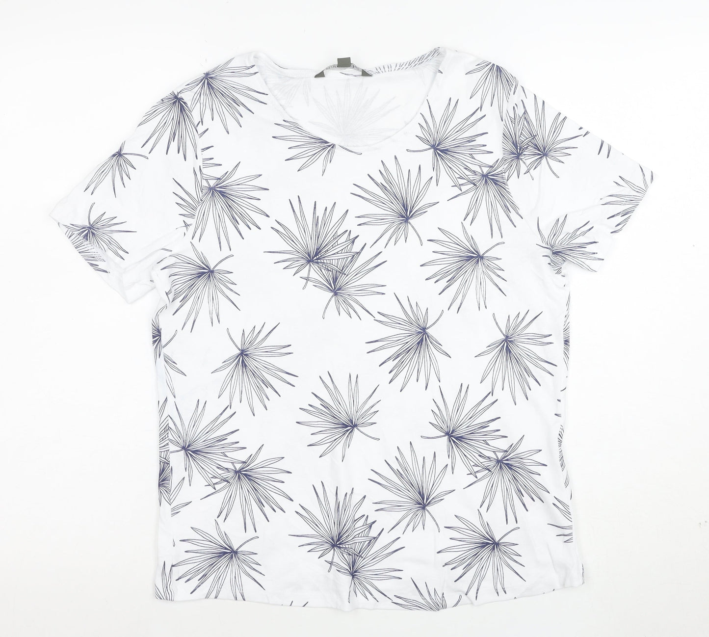Bonmarché Womens White Floral Cotton T-Shirt Size 16