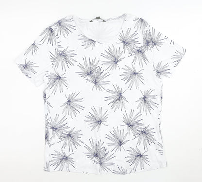 Bonmarché Womens White Floral Cotton T-Shirt Size 16