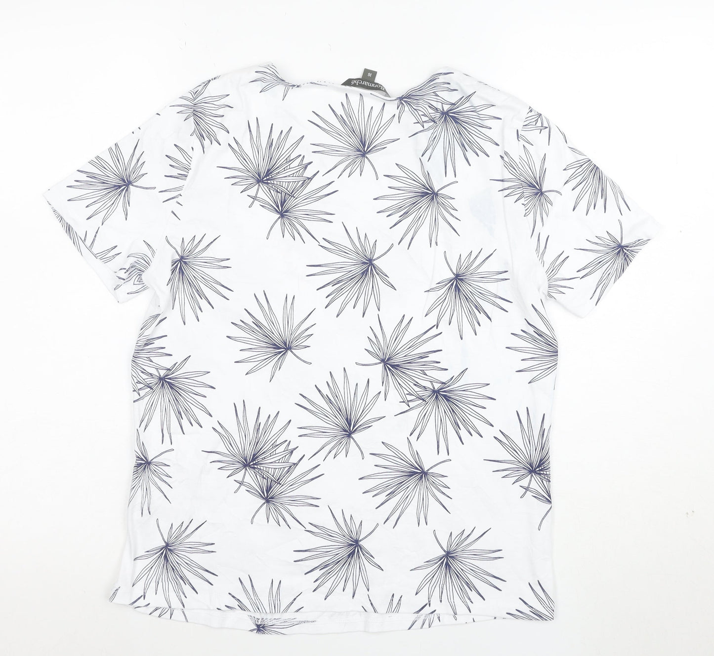 Bonmarché Womens White Floral Cotton T-Shirt Size 16