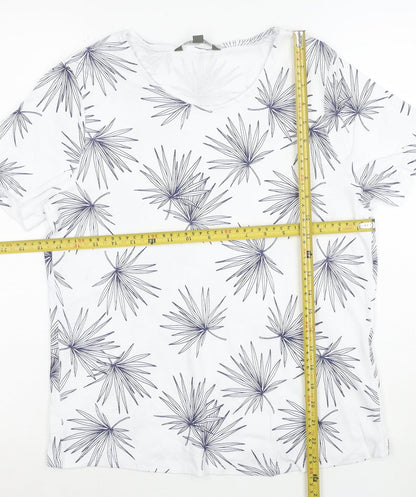Bonmarché Womens White Floral Cotton T-Shirt Size 16