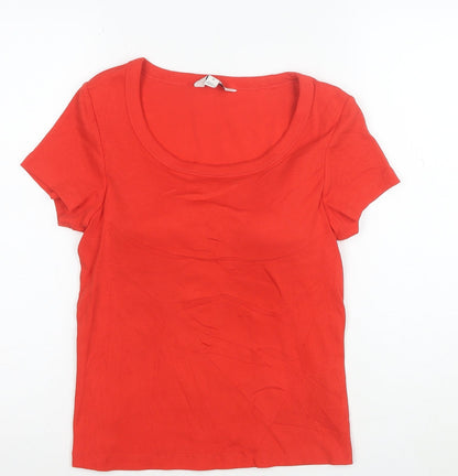 Marks and Spencer Women’s Red Scoop Neck Cotton Stretch T-Shirt M