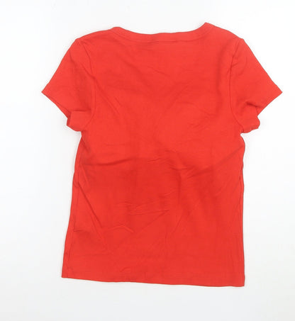 Marks and Spencer Women’s Red Scoop Neck Cotton Stretch T-Shirt M