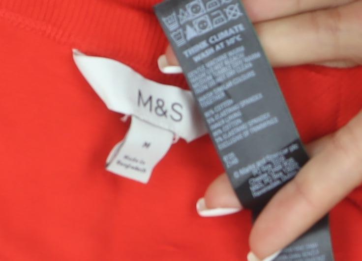 Marks and Spencer Women’s Red Scoop Neck Cotton Stretch T-Shirt M