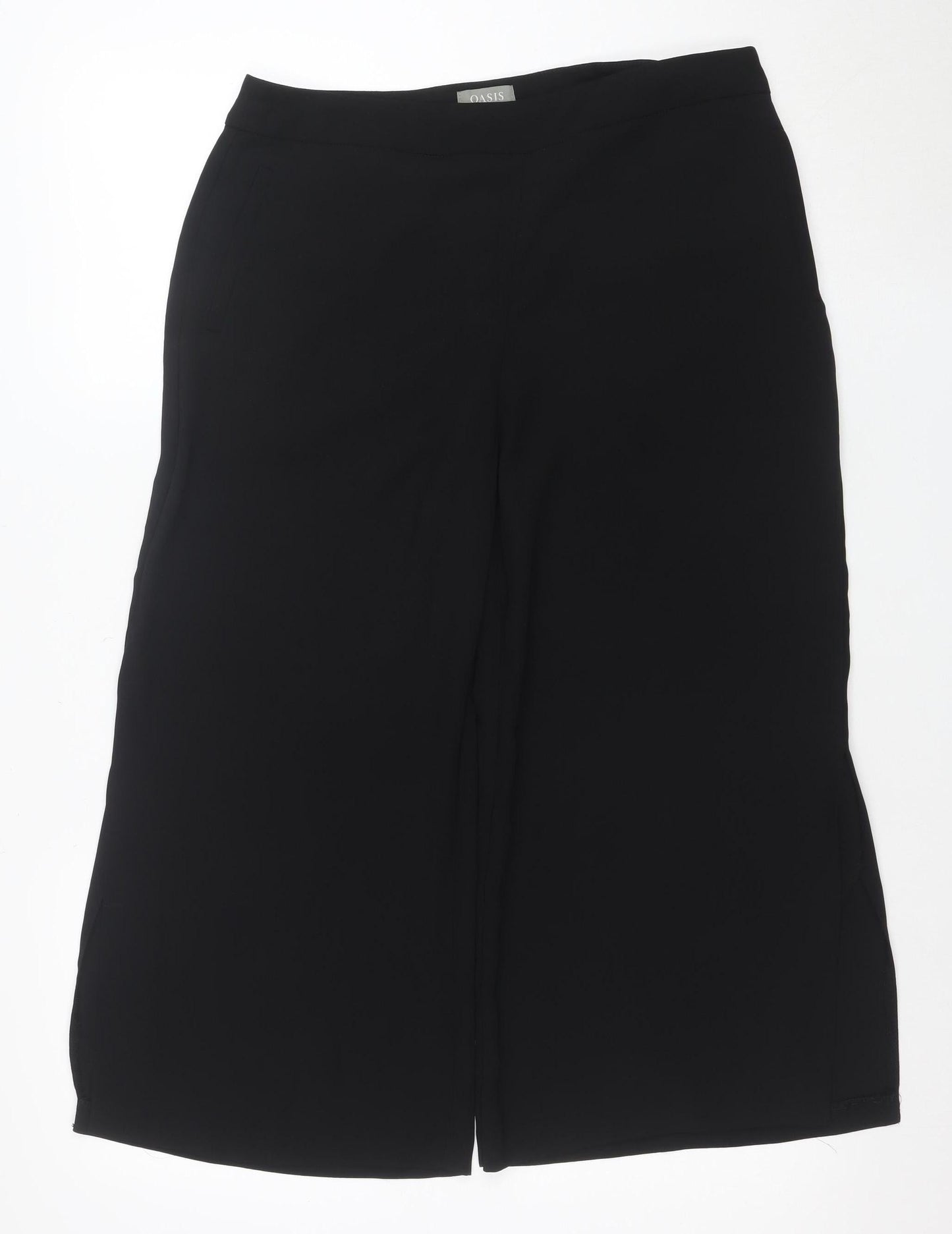 Oasis Women Black Wide-Leg Culotte Trousers Size 12