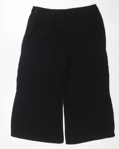 Oasis Women Black Wide-Leg Culotte Trousers Size 12