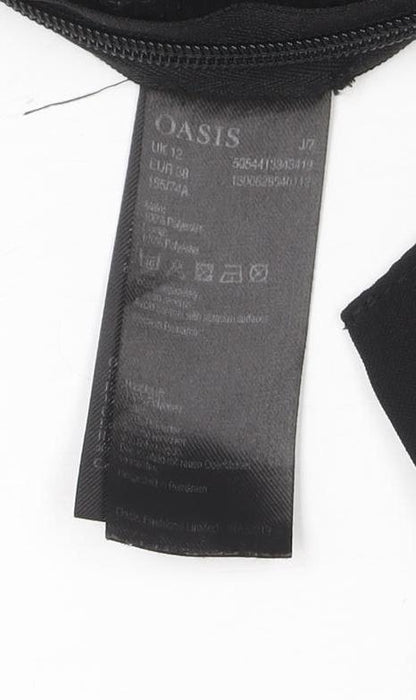 Oasis Women Black Wide-Leg Culotte Trousers Size 12