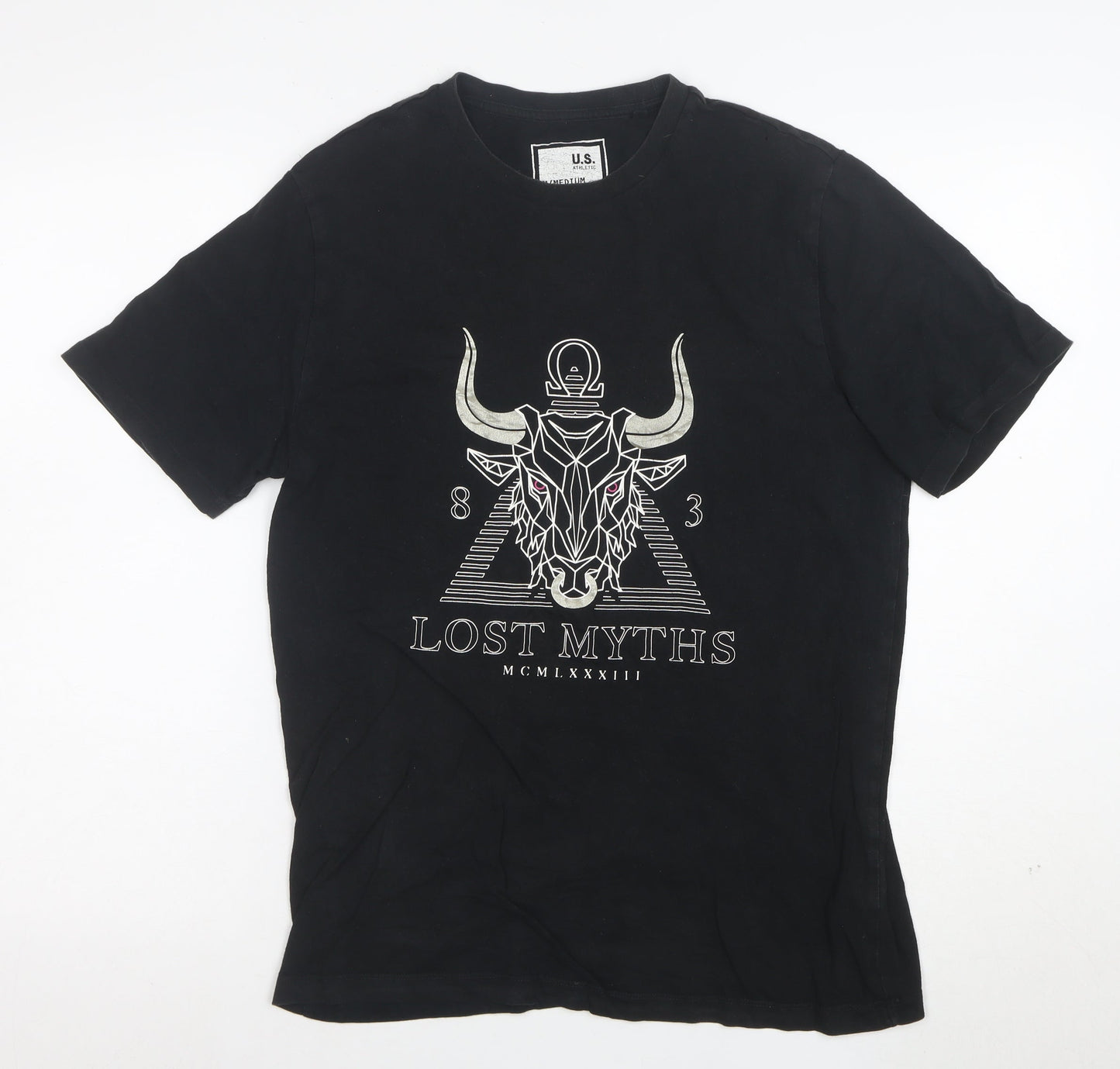 U.S. Athletic Men's Black Medium Graphic Mythology Cotton T-Shirt