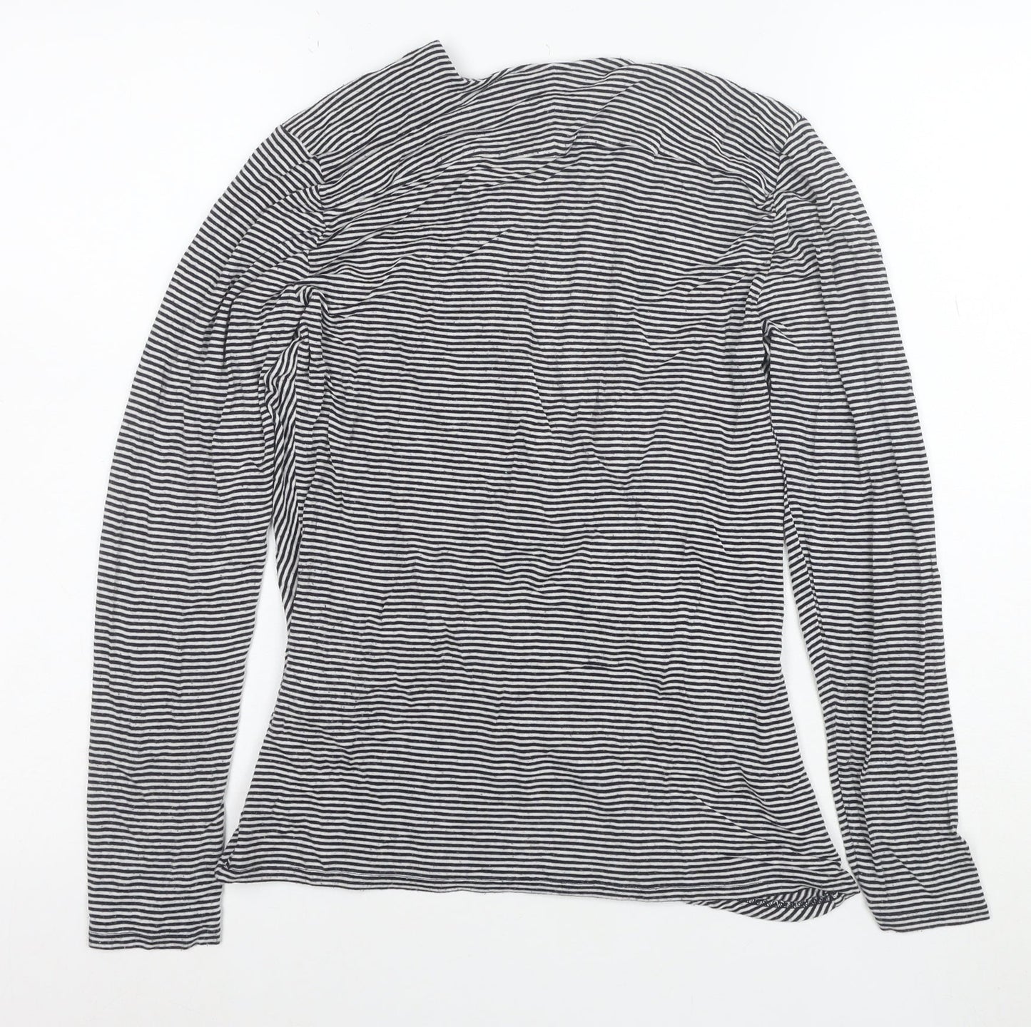 L.K. Bennett Women’s Blue Striped Wrap Blouse Size M Long Sleeve