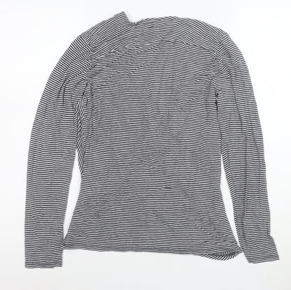 L.K. Bennett Women’s Blue Striped Wrap Blouse Size M Long Sleeve