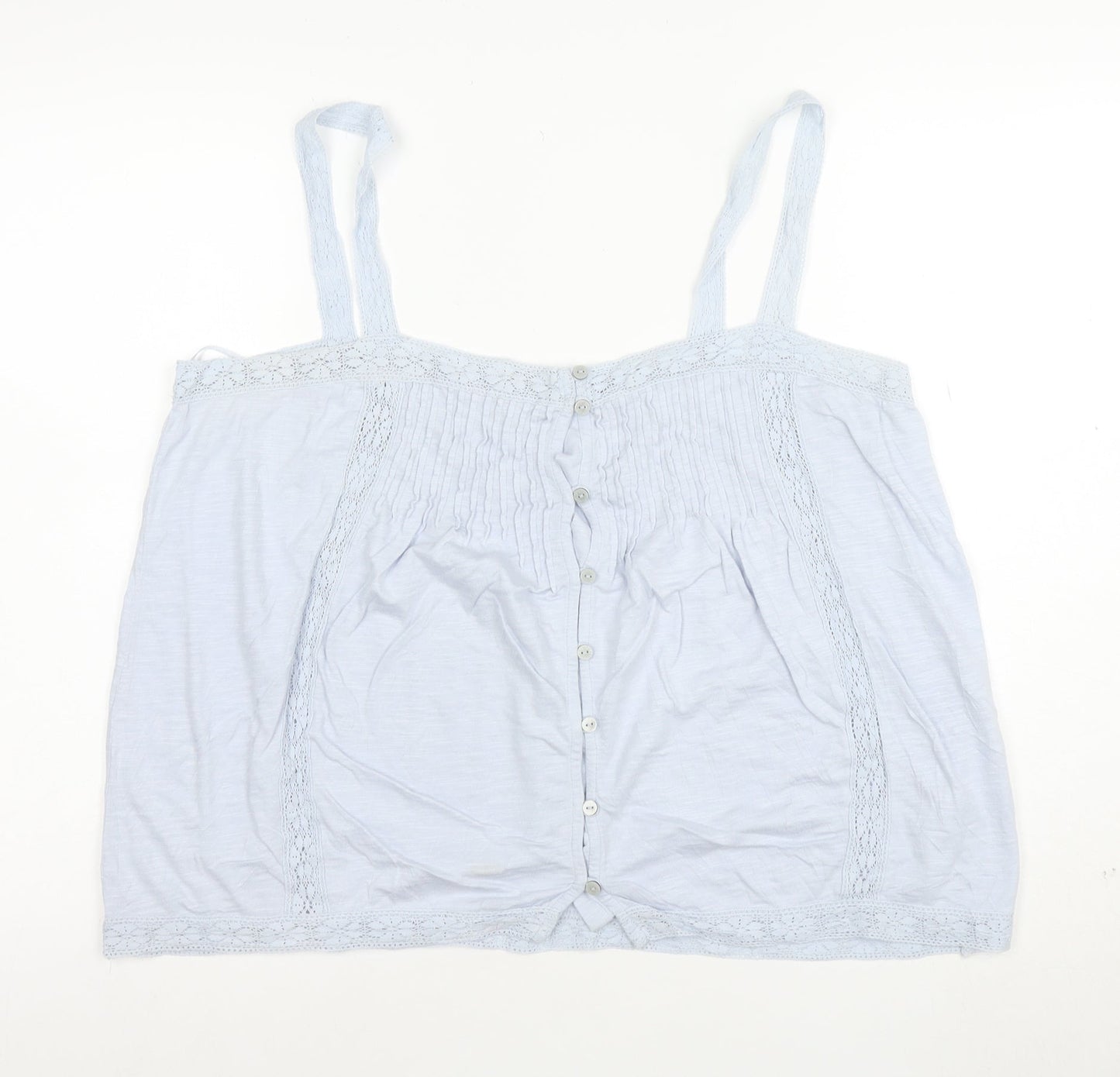 Fat Face Women’s Blue Lace Trim Button Camisole Blouse Size 16