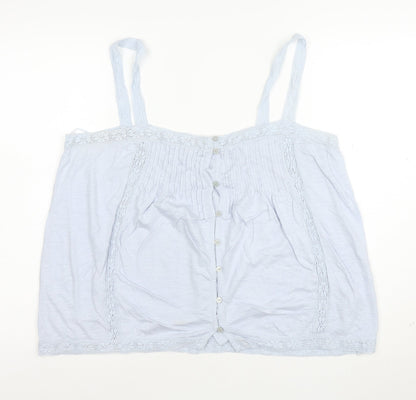 Fat Face Women’s Blue Lace Trim Button Camisole Blouse Size 16