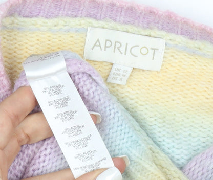 Apricot Women’s Multicoloured Rainbow Knit Jumper UK 12 Crew Neck