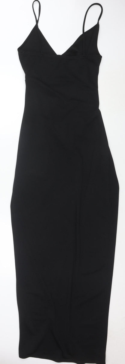 Boohoo Womens Black Size 12 Bodycon Midi V-Neck Sleeveless Dress