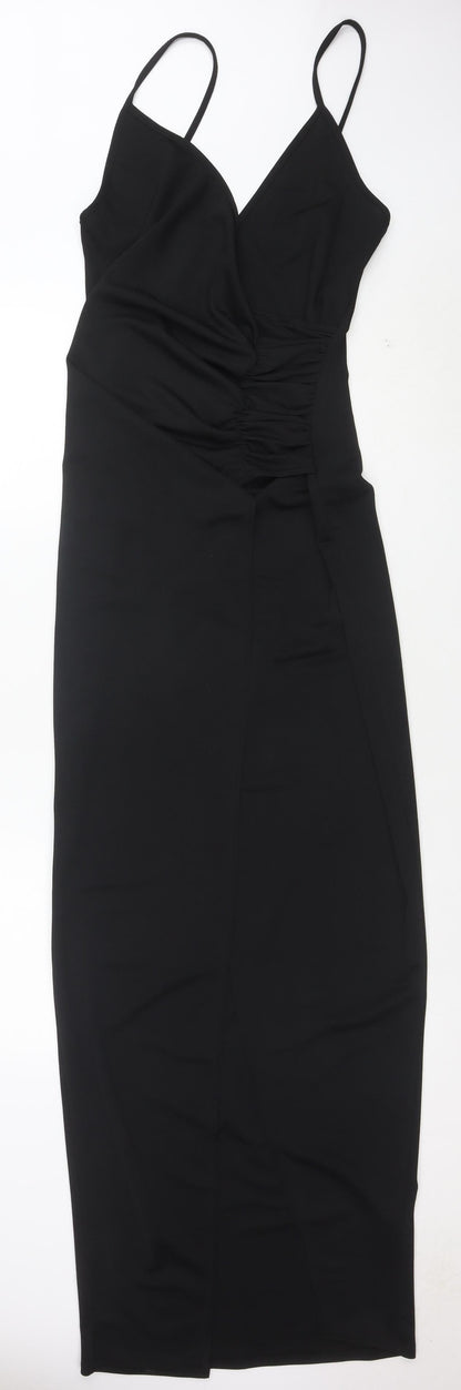 Boohoo Womens Black Size 12 Bodycon Midi V-Neck Sleeveless Dress