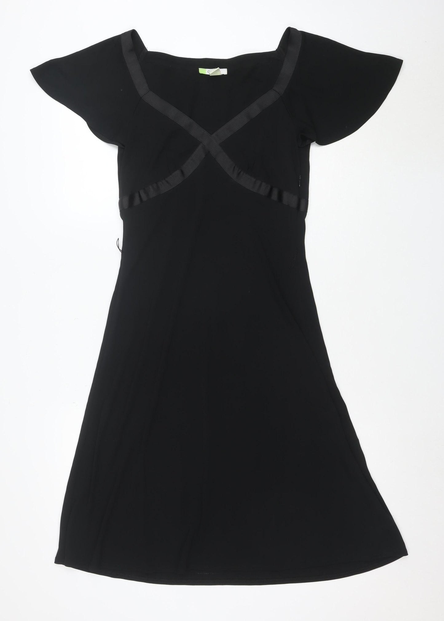 Citrine Women's Black Fit & Flare Short Sleeve Knee Length Dress Size 8