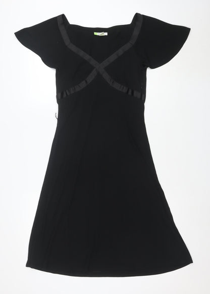 Citrine Women's Black Fit & Flare Short Sleeve Knee Length Dress Size 8