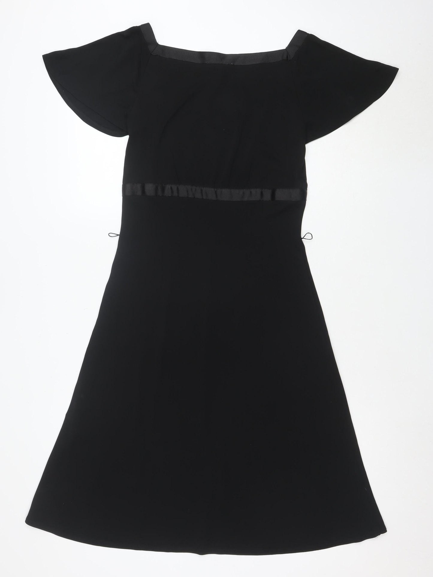 Citrine Women's Black Fit & Flare Short Sleeve Knee Length Dress Size 8