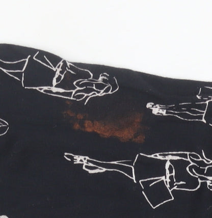 Tu Womens Black Art Print 3/4 Sleeve Jersey Top Size 14
