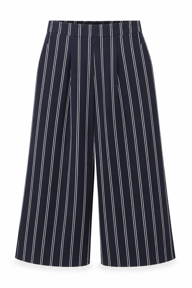 Joules Women Blue Striped Wide Leg Culotte Trousers Size 8