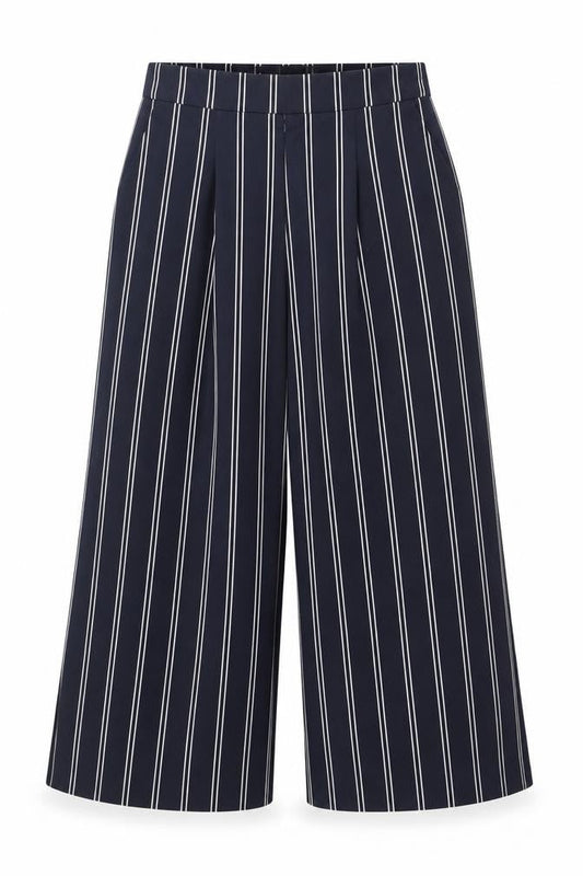 Joules Women Blue Striped Wide Leg Culotte Trousers Size 8