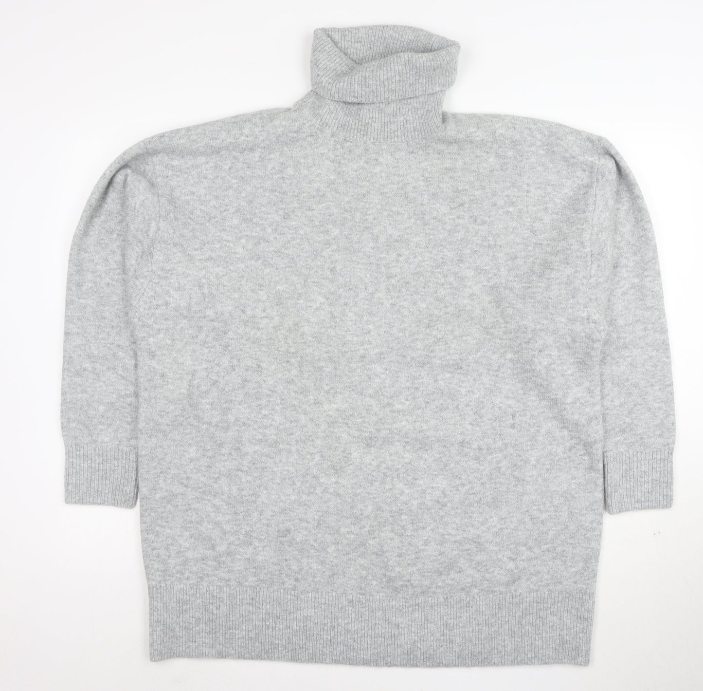 Marks and Spencer Women Grey M Roll Neck Wool Blend Jumper