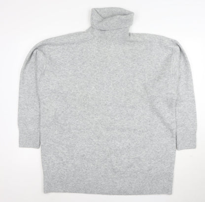 Marks and Spencer Women Grey M Roll Neck Wool Blend Jumper