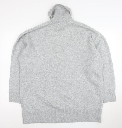 Marks and Spencer Women Grey M Roll Neck Wool Blend Jumper