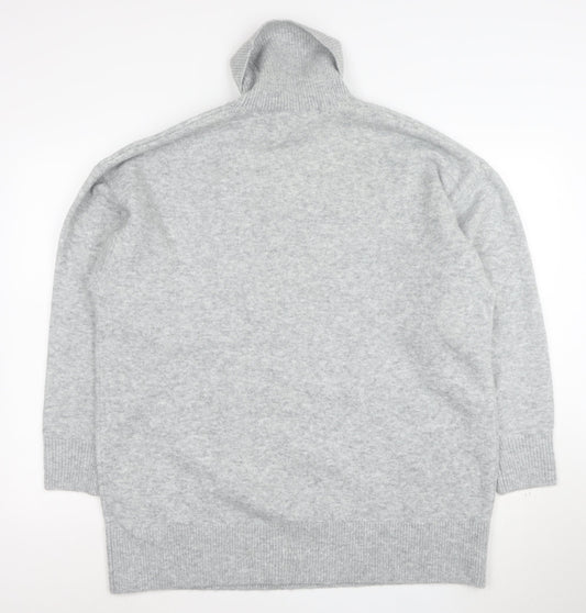 Marks and Spencer Women Grey M Roll Neck Wool Blend Jumper