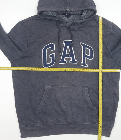 GAP Men's Grey Pullover Hoodie Size L Logo Fleece Sweatshirt