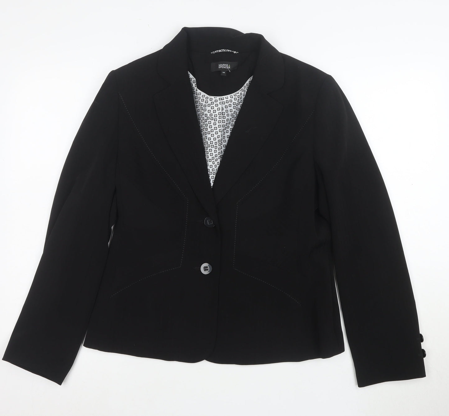 Marks and Spencer Womens Black Size 14 Classic Two-Button Suit Jacket