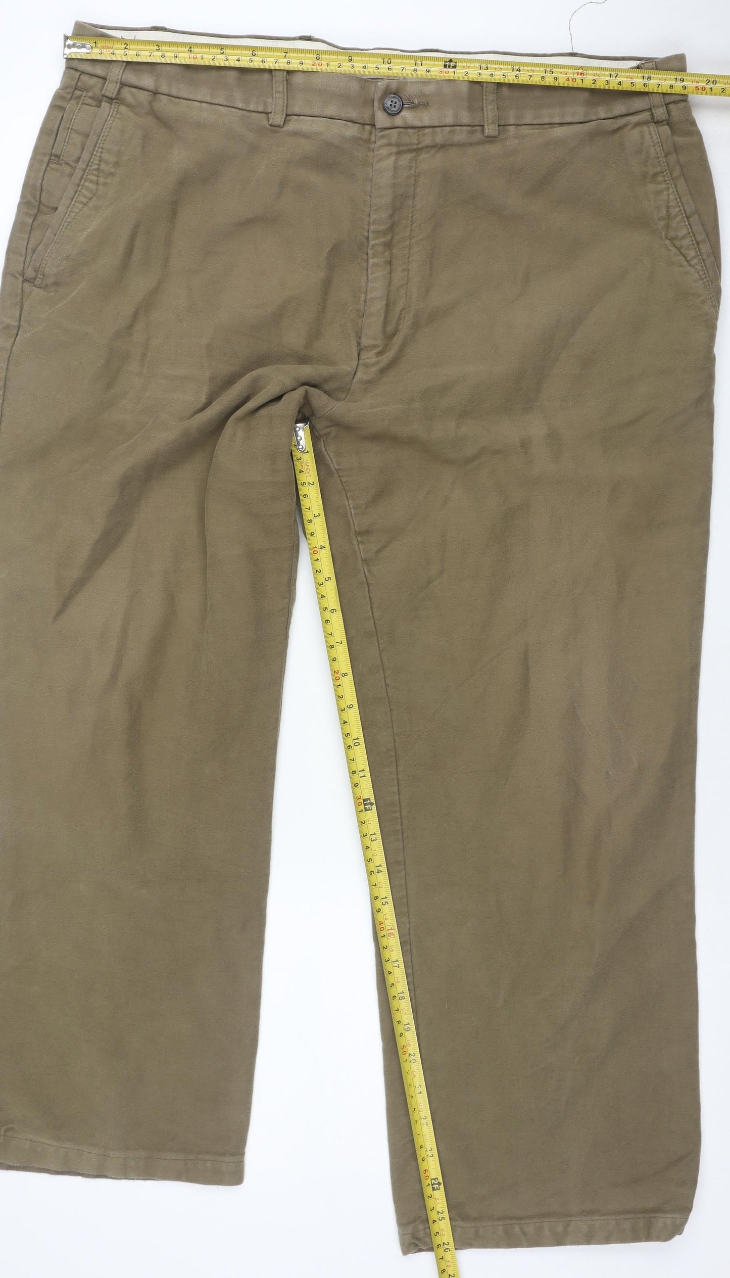 Marks and Spencer Blue Harbour Men's Beige 40W 29L Chino Trousers