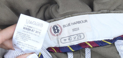 Marks and Spencer Blue Harbour Men's Beige 40W 29L Chino Trousers