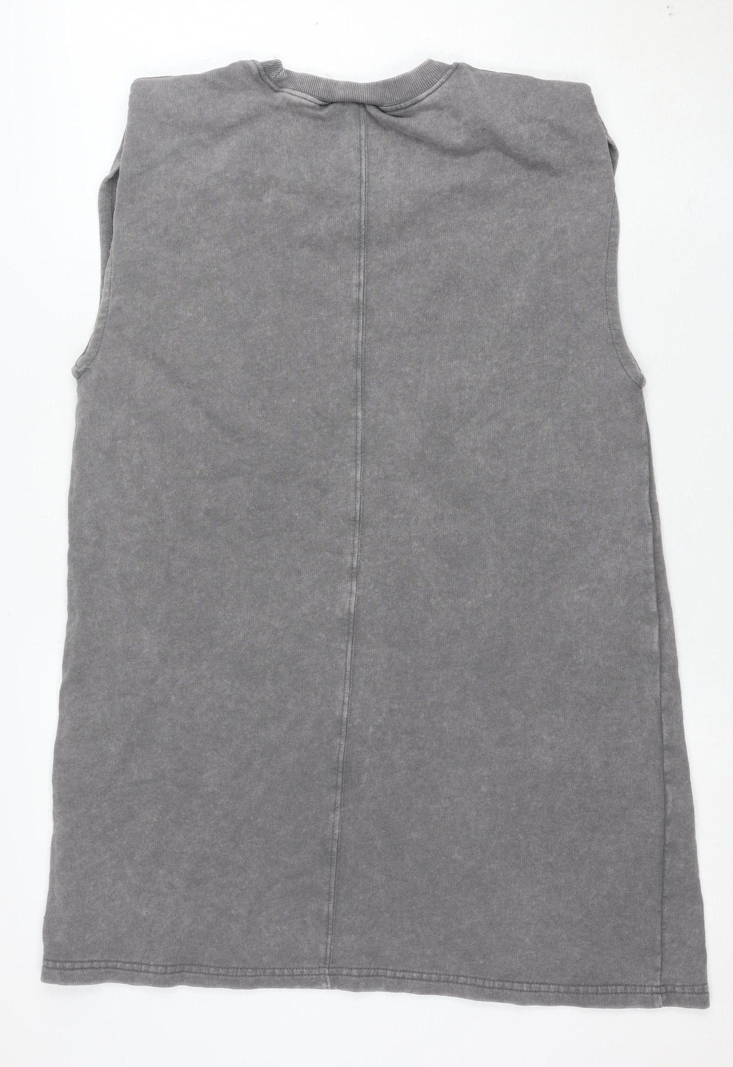 AC/DC Womens Grey Sleeveless T-Shirt Dress S Rock Studded Cotton