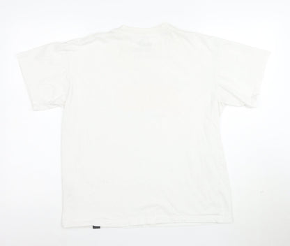 Pull&Bear Men's White Graphic Print T-Shirt Size S