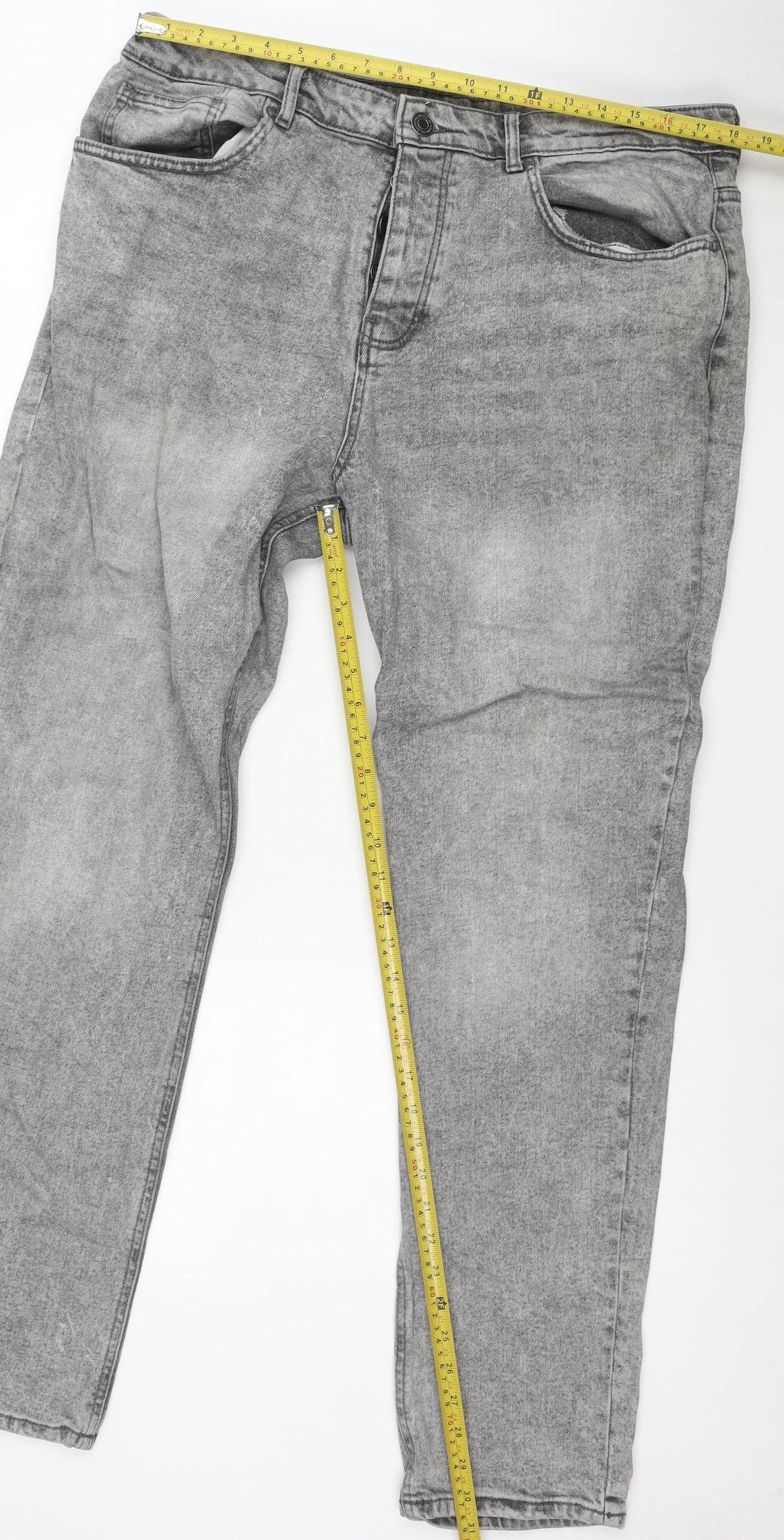Denim Co Men's Grey Relaxed Tapered Jeans W38 L32