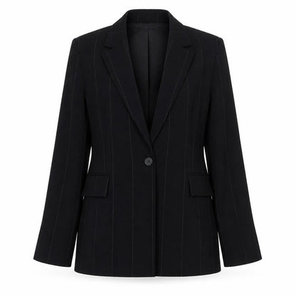 Wallis Women's Black Pinstripe Single-Breasted Blazer Size 10