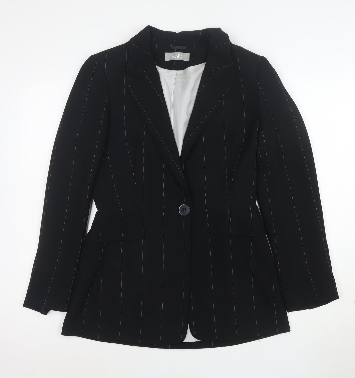 Wallis Women's Black Pinstripe Single-Breasted Blazer Size 10