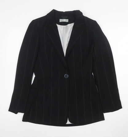 Wallis Women's Black Pinstripe Single-Breasted Blazer Size 10