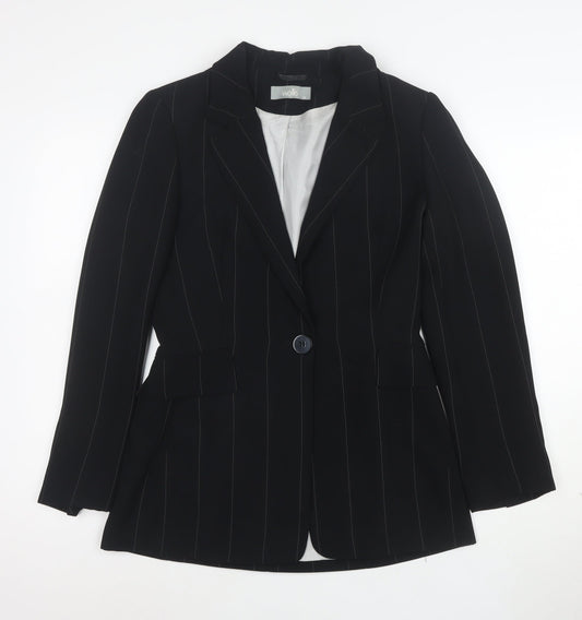 Wallis Women's Black Pinstripe Single-Breasted Blazer Size 10