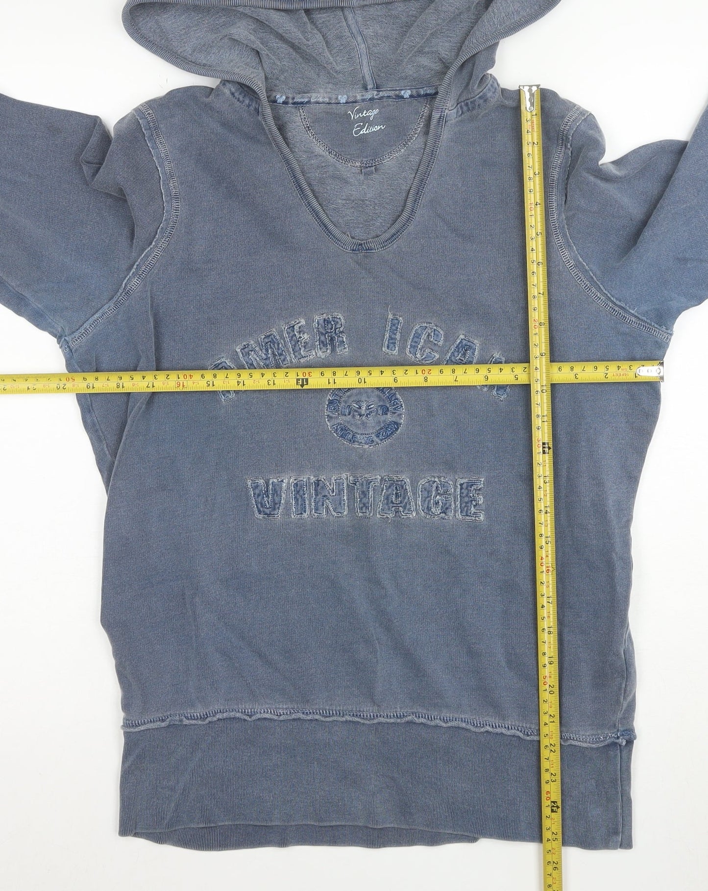 Next Women Blue Vintage Edition Pullover Hoodie UK 16 Cotton Casual
