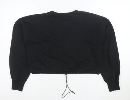 PrettyLittleThing Womens Black Size 8 Cropped Drawstring Sweatshirt
